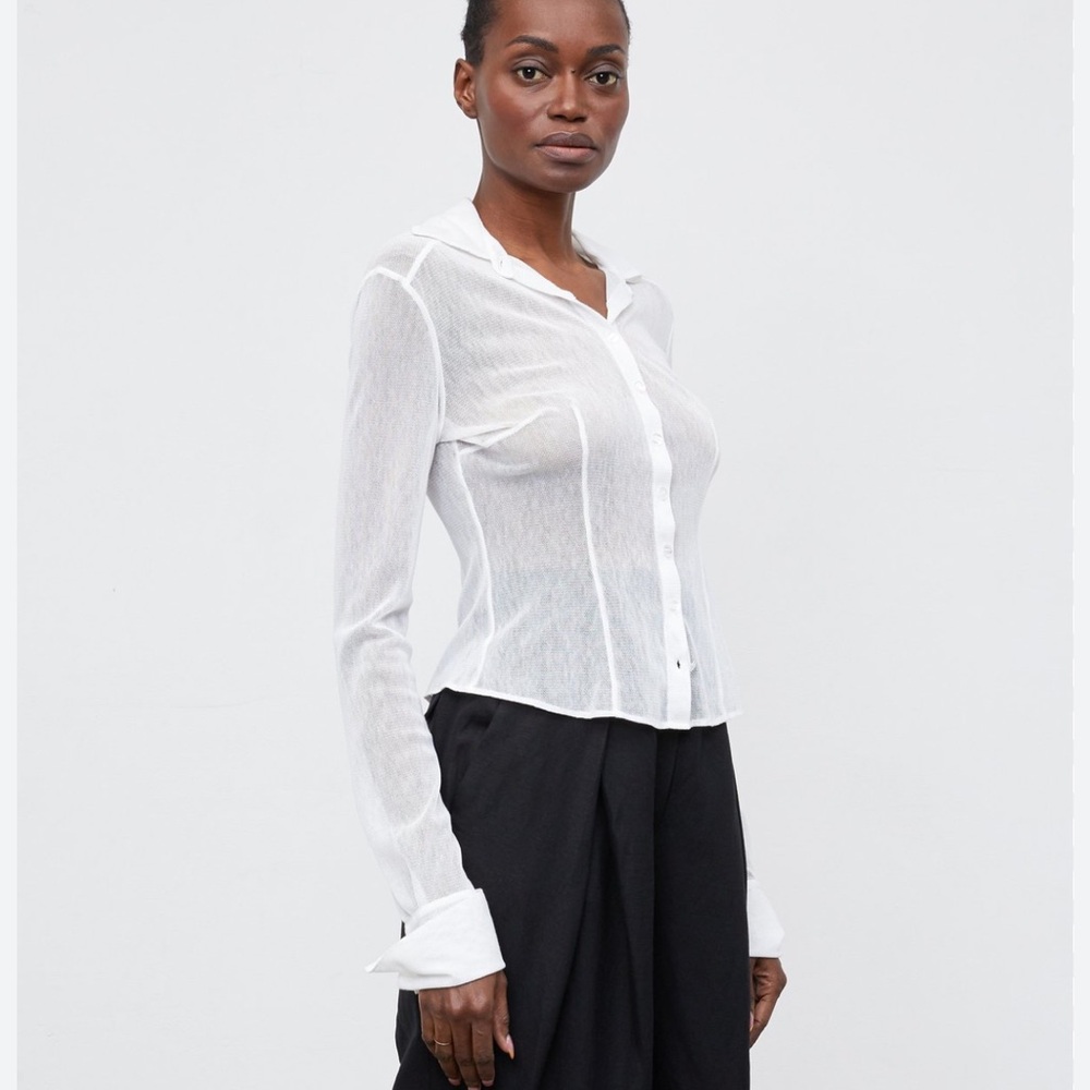 Aya Muse Lila Mesh Shirt White